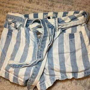 Rewash Blue and White Jean Shorts with Nautical Stripes